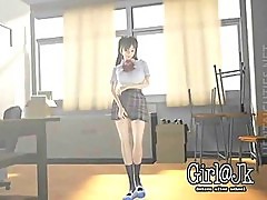Hot 3D hentai schoolgirl gives titjob
