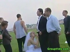 Blonde Bride In A Gang Bang Outdoors