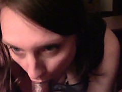 Hot Busty Brunette Sucks Small Dick - He Cums in her mouth and she swallows